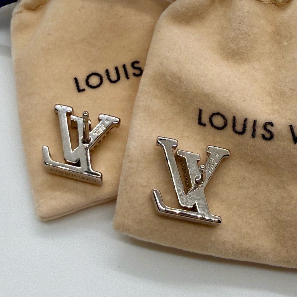AUTHENTIC LV ICONIC CRYSTAL LOGO EARRINGS - SILVER - Picture 7 of 12